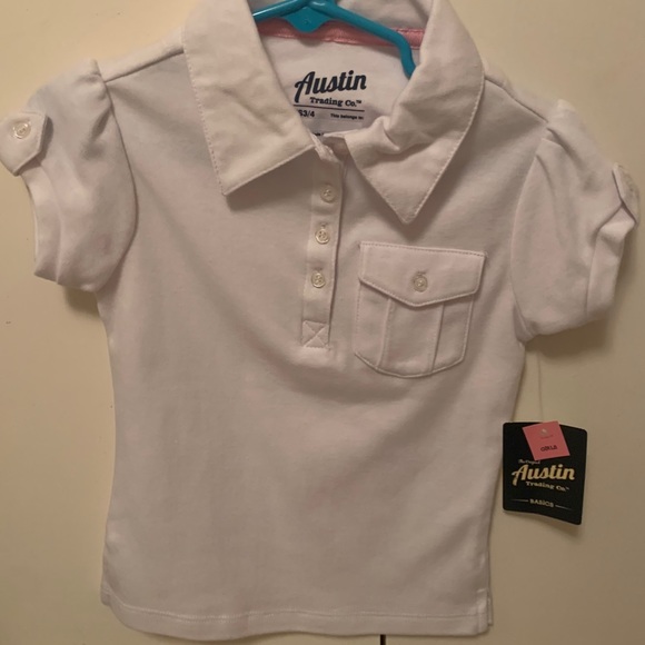 New Austin Trading Co White Girls Polo Shirt - Picture 1 of 1